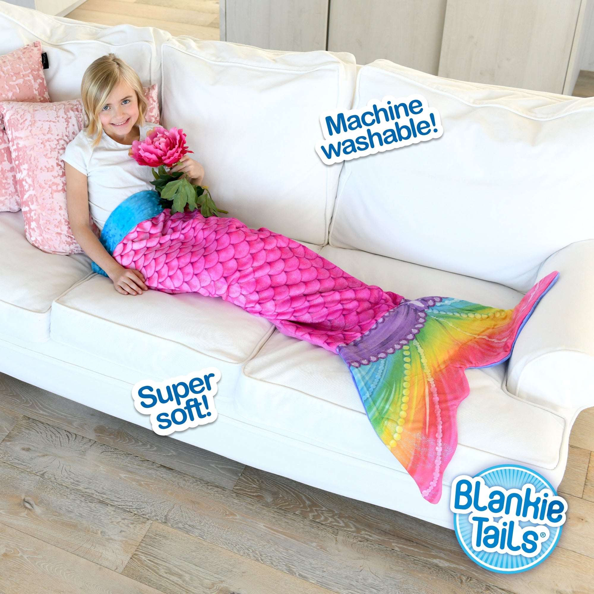 Rainbow Dream Mermaid Tail Blanket by Blankie Tails